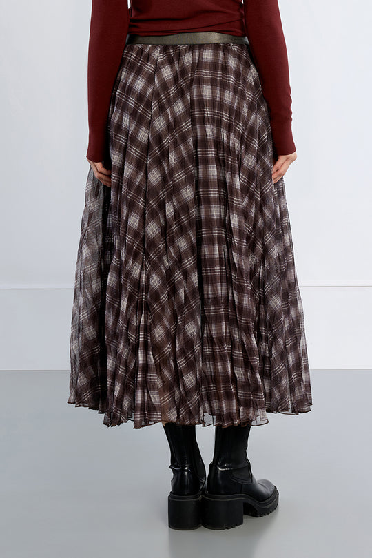 Chocolate Plaid Maxi Skirt