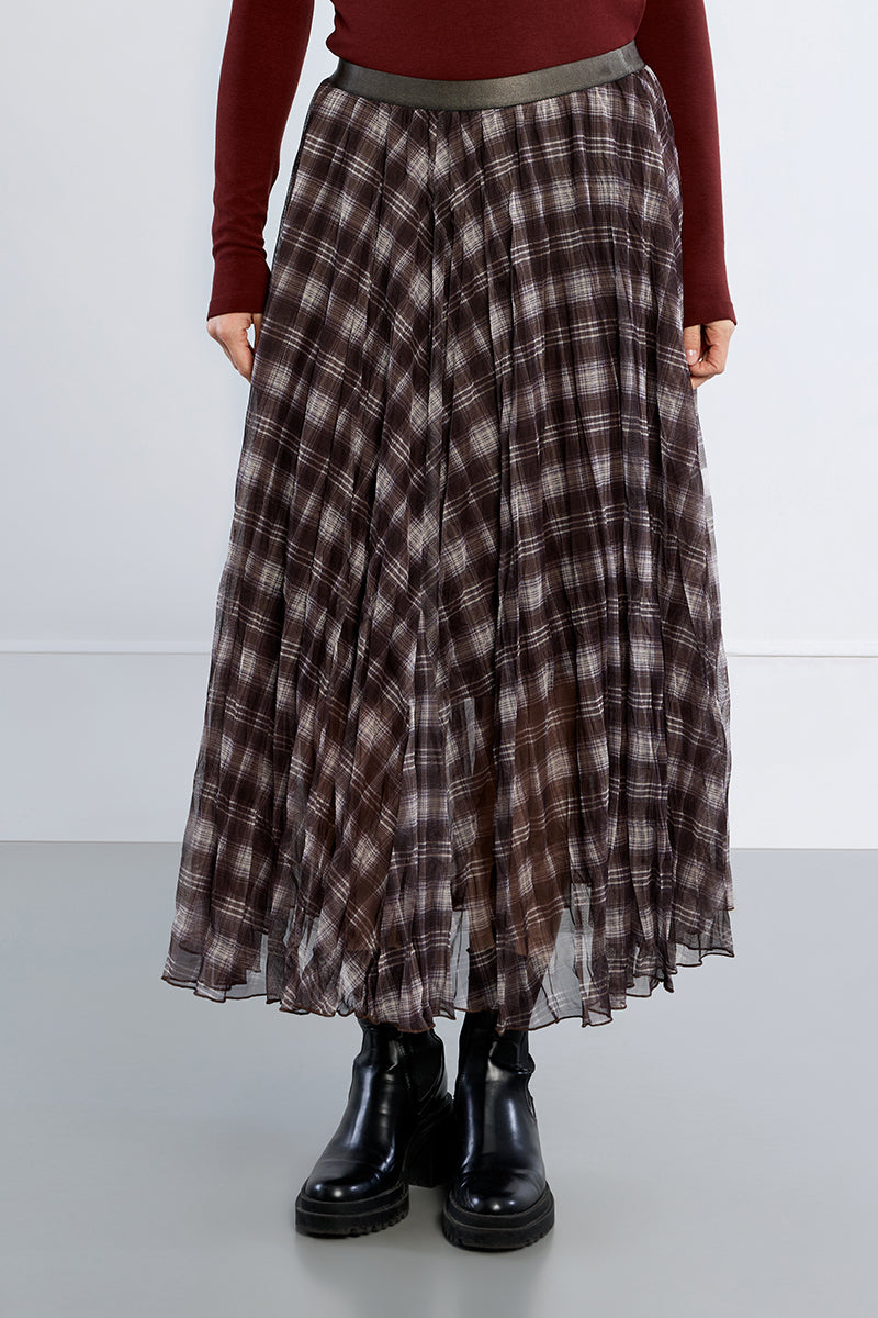 Chocolate Plaid Maxi Skirt