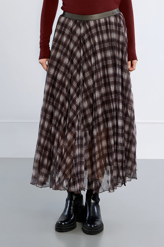 Chocolate Plaid Maxi Skirt