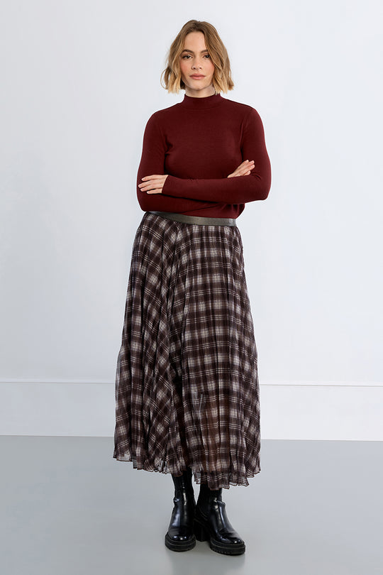 Chocolate Plaid Maxi Skirt