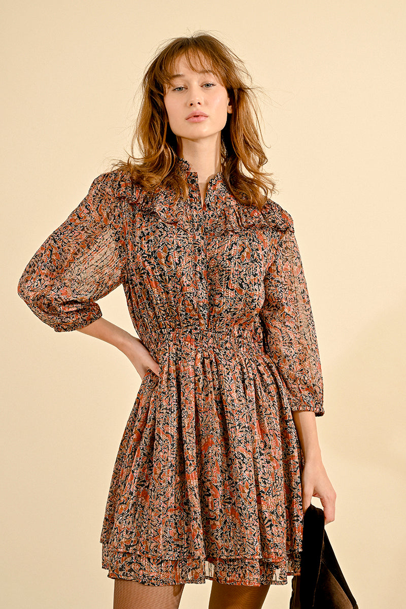 Ladies Woven Dress Rust Leela