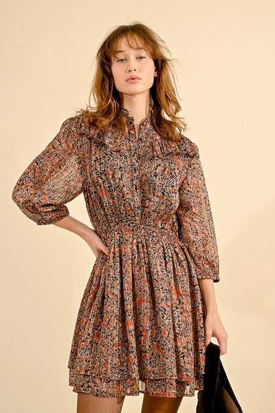 Ladies Woven Dress Rust Leela