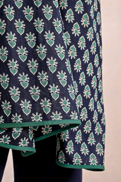 Black Scarf with Emerald Green Print