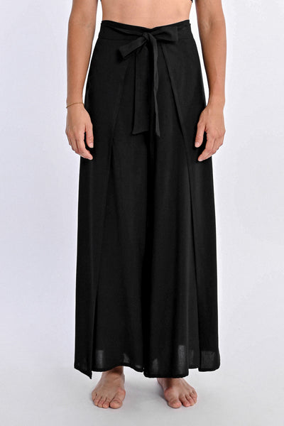 Split Hem Tie Waist Flowy Pant