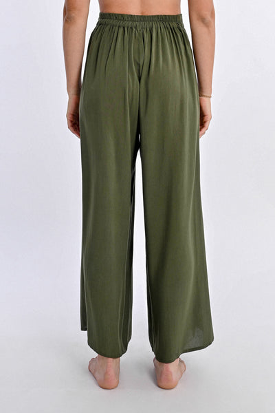 Split Hem Tie Waist Flowy Pant