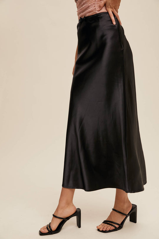 Satin Midi Slip Skirt