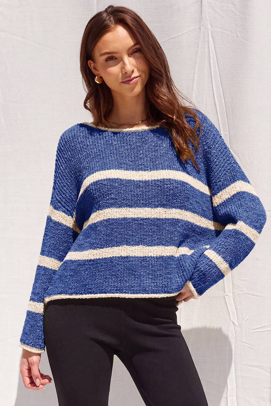 Striped Lightweight Round Neck Sweater