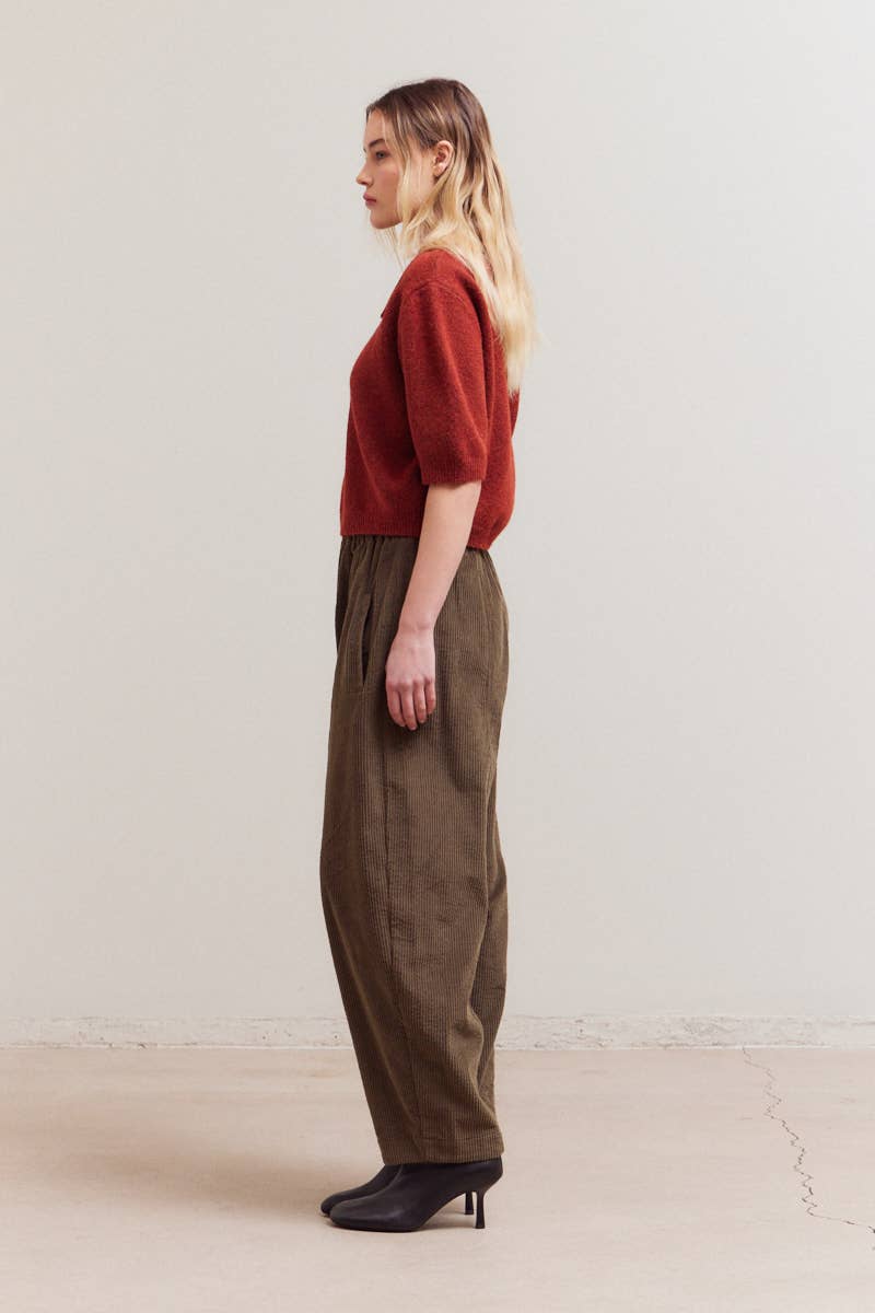 Three Quarter Sleeve Sweater with Large Collar