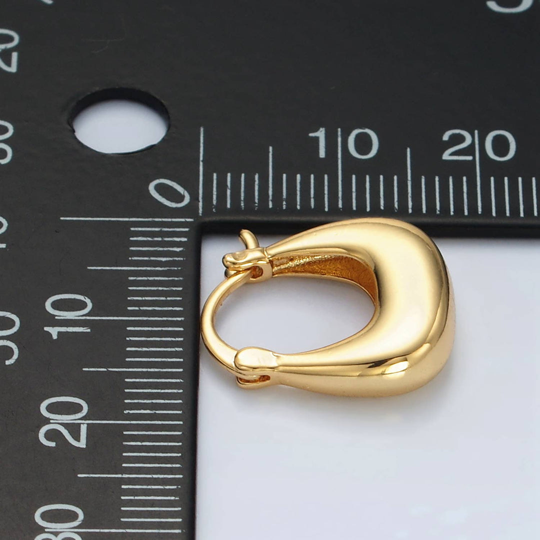 24K Gold Filled Dome Square Latch Hoop Earrings