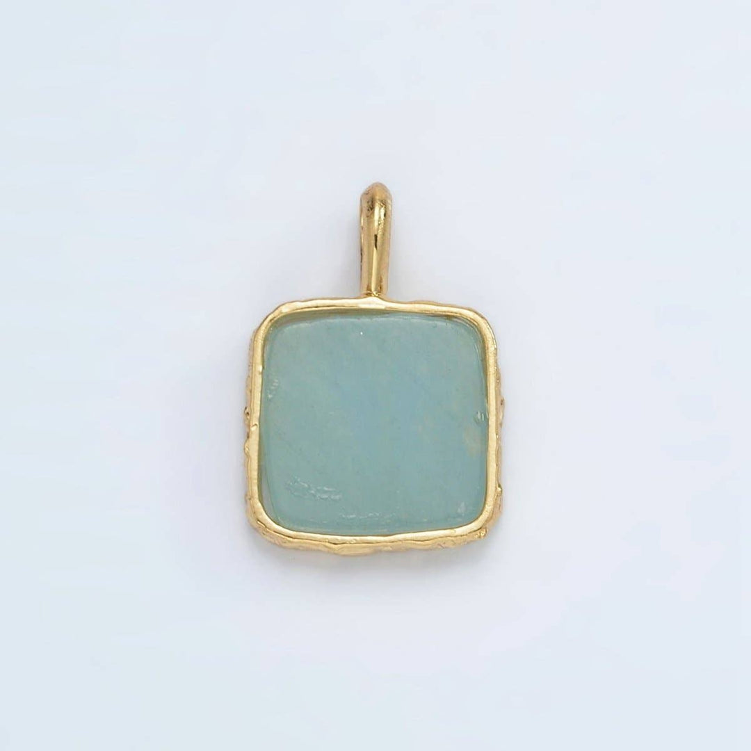 24K Gold Filled Square Natural Gemstone Necklace