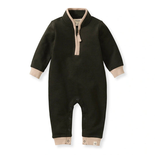 Organic Quarter Zip Baby Boy Jumpsuit