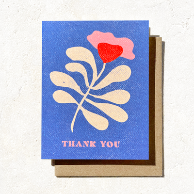 Thank you - Blue Floral Thank you Card