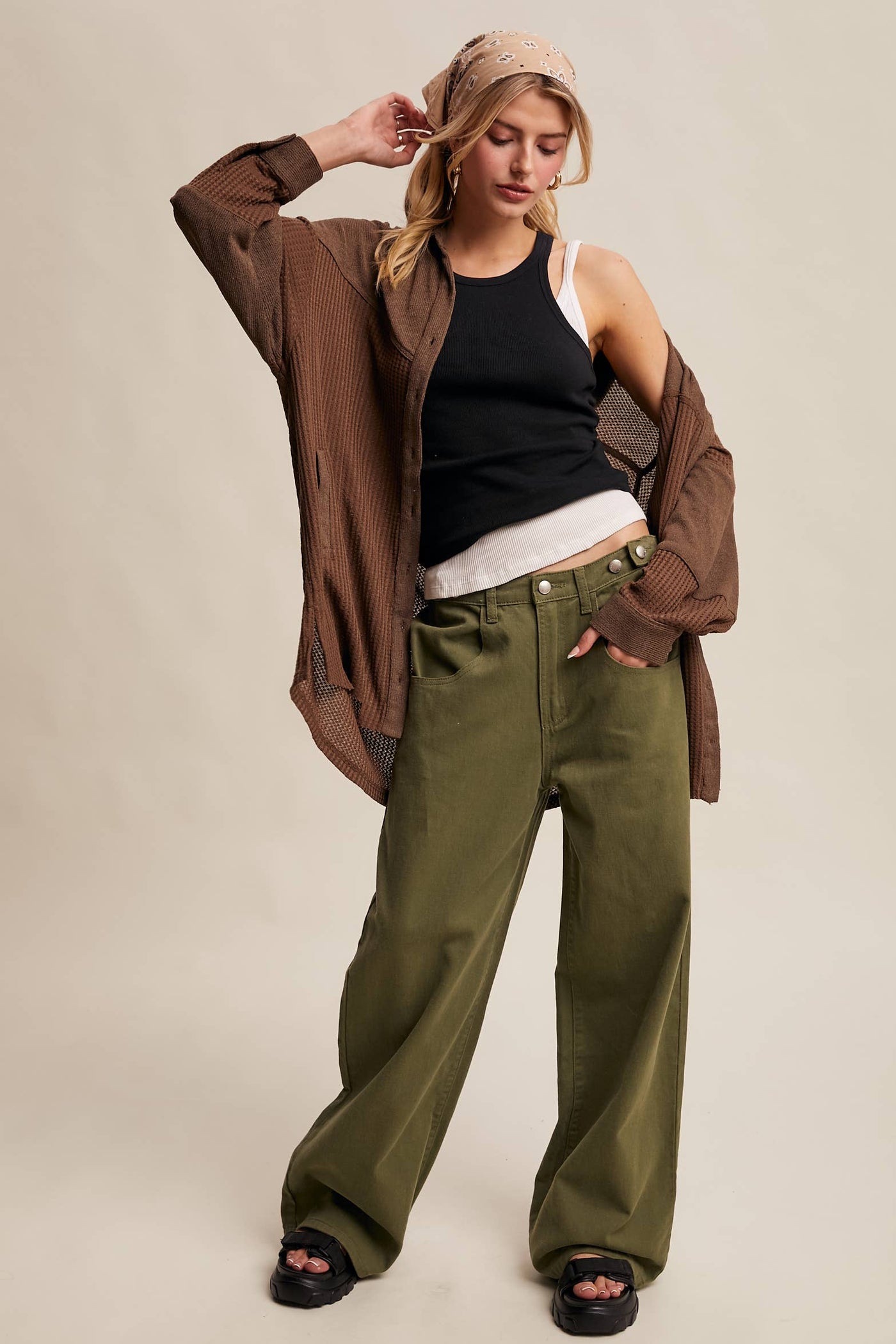 Wide-Leg Colored Denim Pants