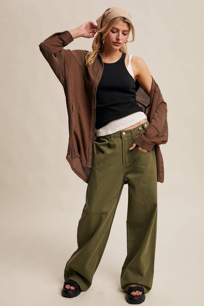 Wide-Leg Colored Denim Pants
