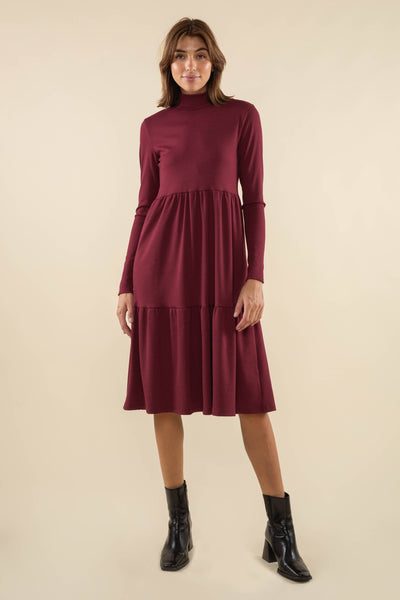 Karli Turtleneck Tiered Rib Dress