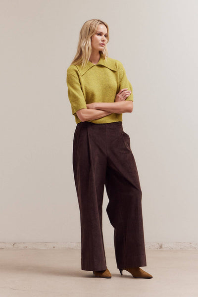 Three Quarter Sleeve Sweater with Large Collar