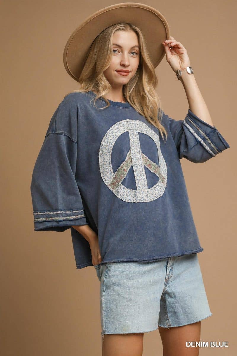 Mineral Wash Vintage Peace Sign Graphic Tee