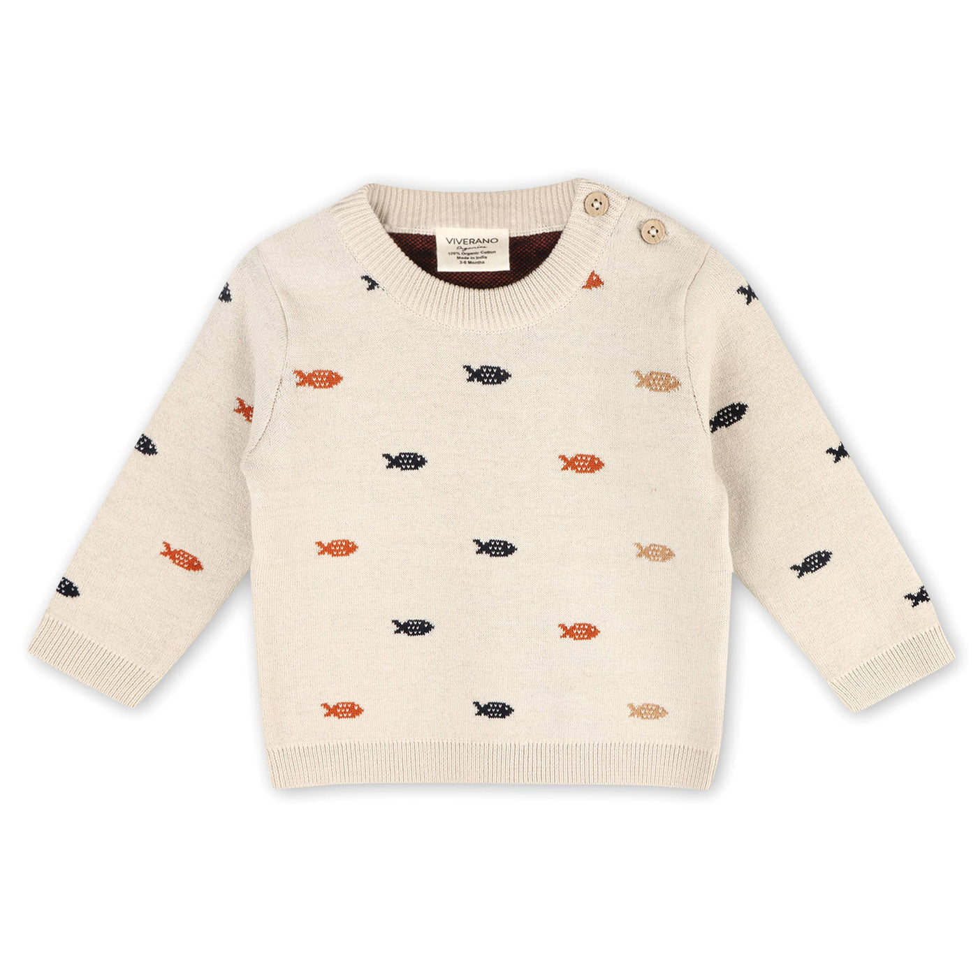 Fishes Jacquard Knit Baby Pullover Sweater