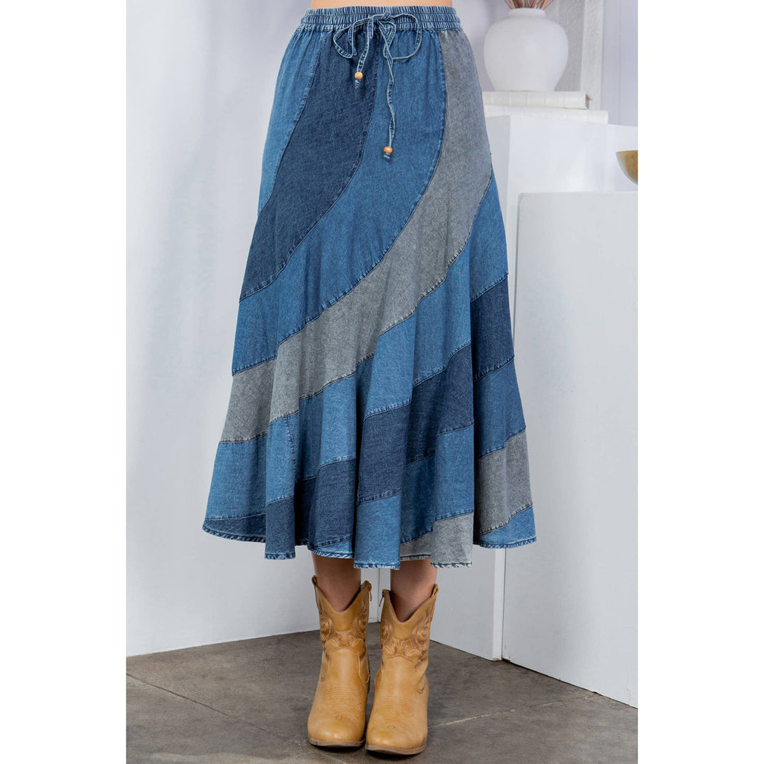 Midi Skirt With Asymmetrical Bias Panels