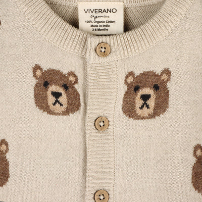 Brown Bear Jacquard Baby Cardigan