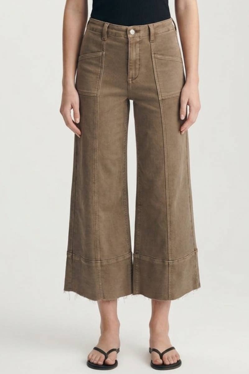 Raw Hem Crop Palazzo Jeans