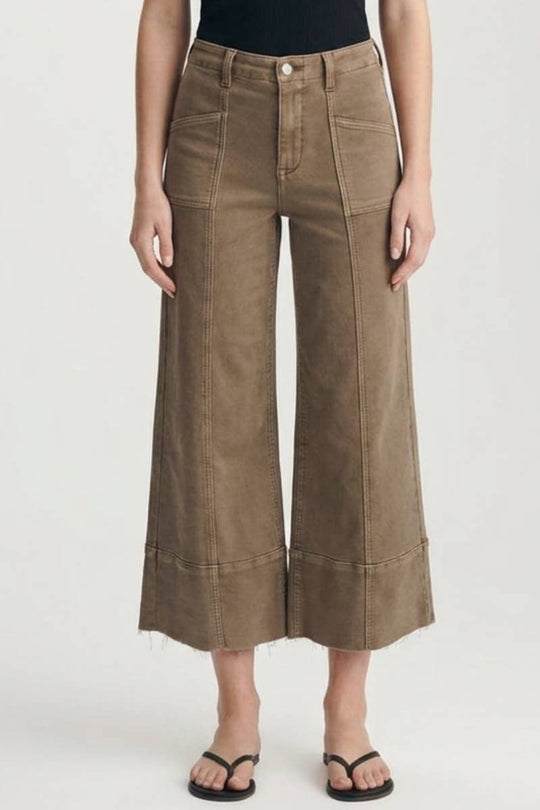 Raw Hem Crop Palazzo Jeans
