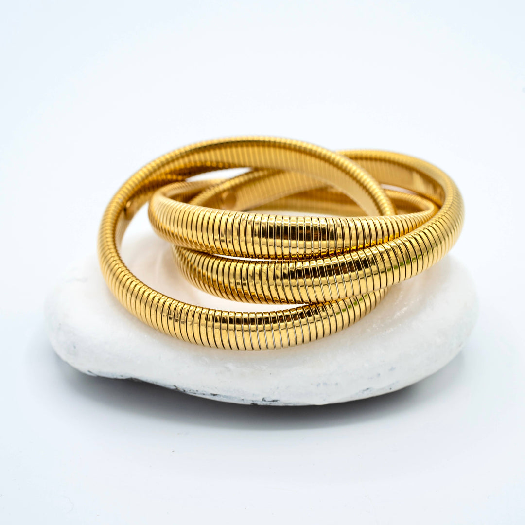 Gold Plated Triple Woven Bangle