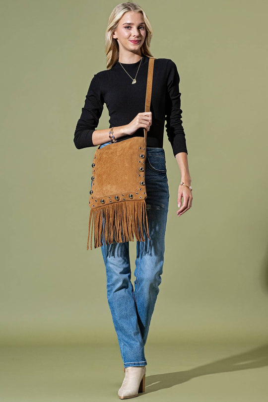 Studded Fringe Crossbody Bag