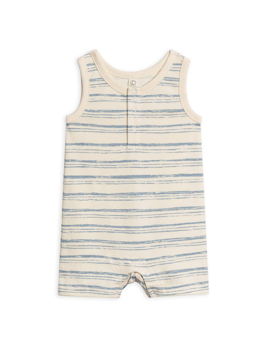 Organic Baby Nile Romper - Wave Stripe / Rain