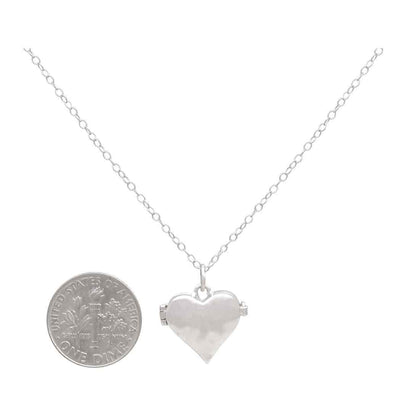 Nina Designs Sterling Silver Heart Locket Necklace with Hammer Finish - Simple Good