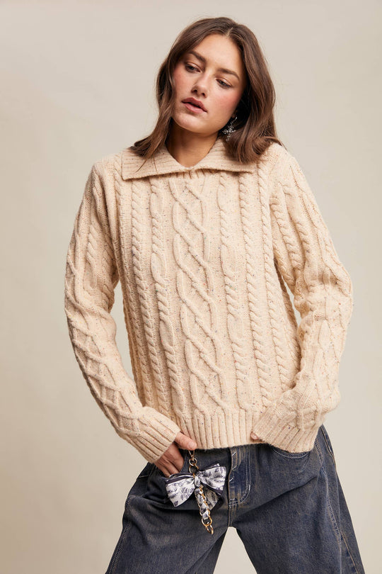Collared Cable Knit Sweater