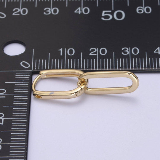 14K Gold Filled Oval Hoop With Dangle Link Chain