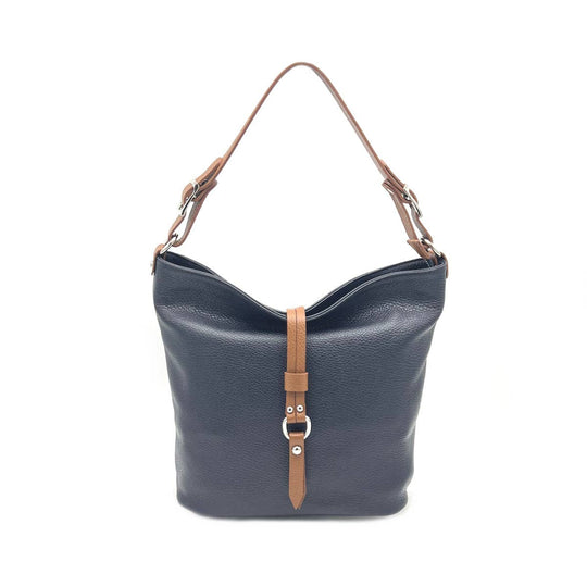 Leather Hobo Bag with White Trim