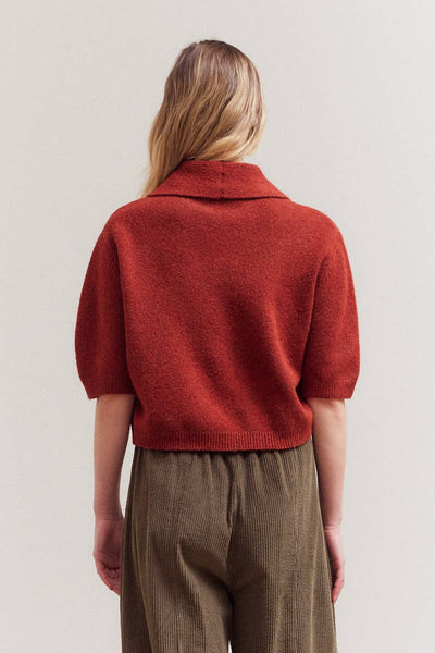 Three Quarter Sleeve Sweater with Large Collar