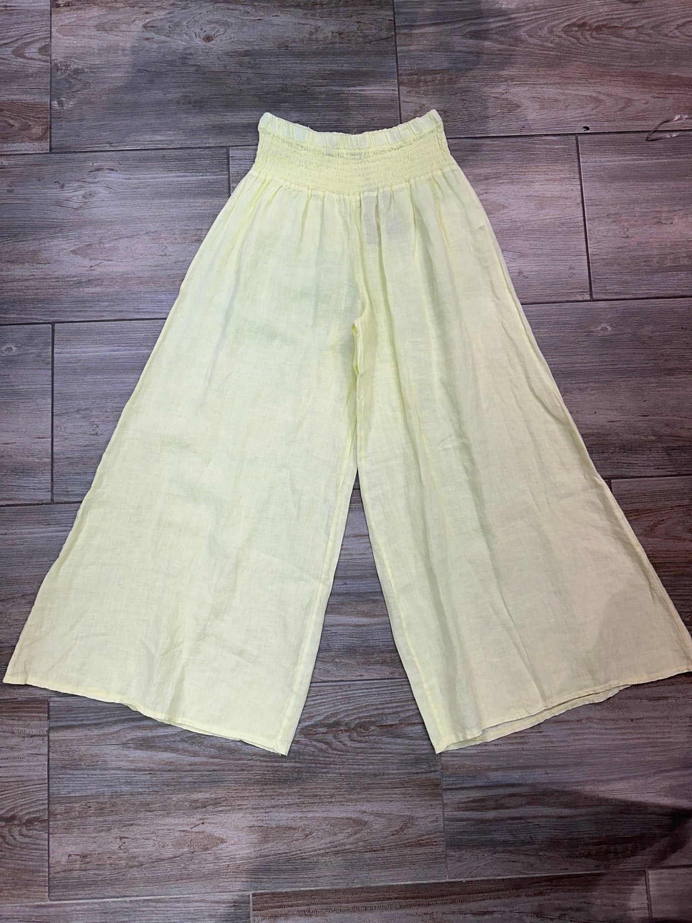 Linen Trousers With Elastic Cinched Waist