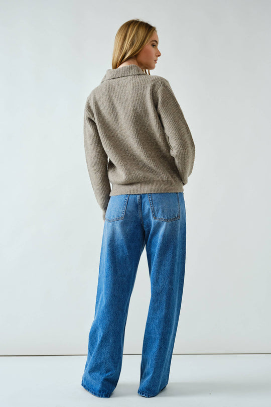 Stich Detail Button Up Pullover