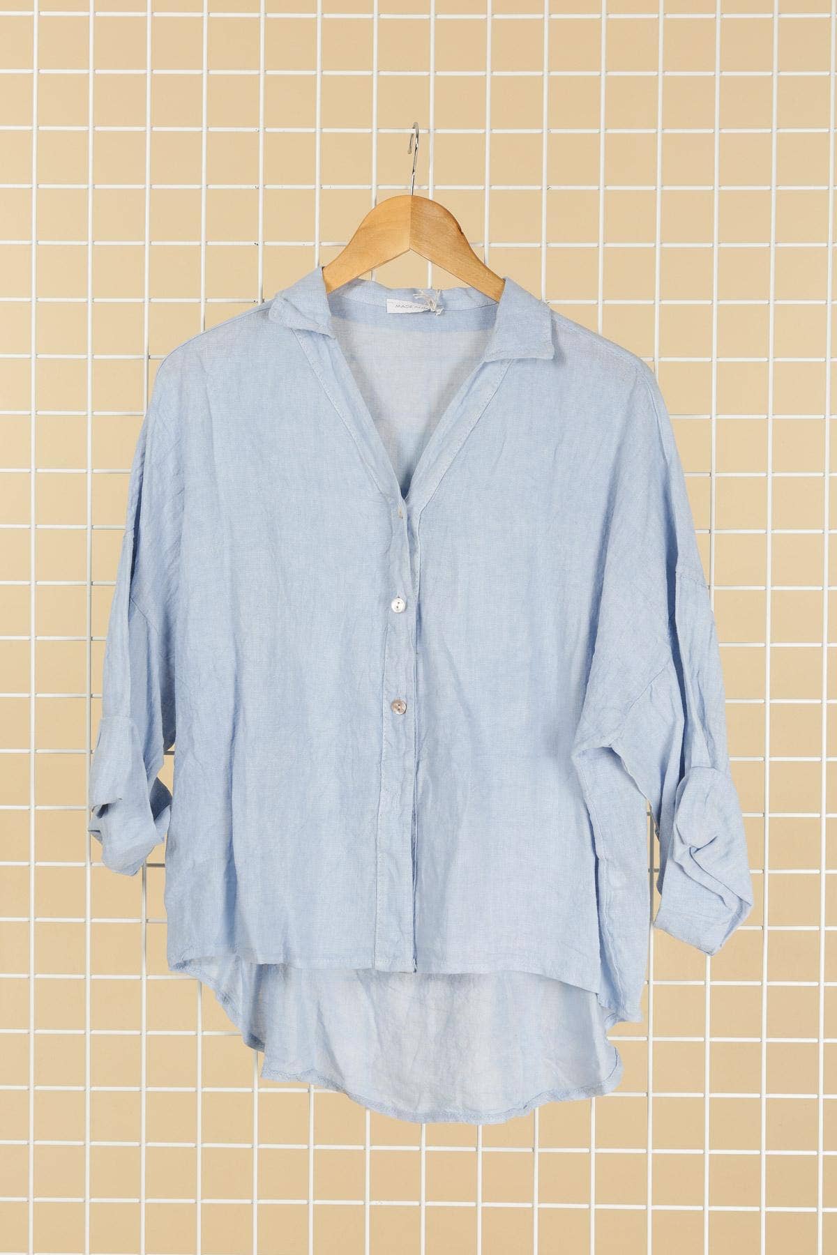 Full-length Linen Collared Shirt