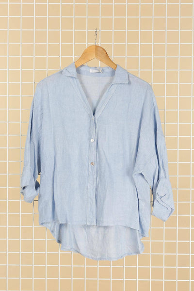 Full-length Linen Collared Shirt