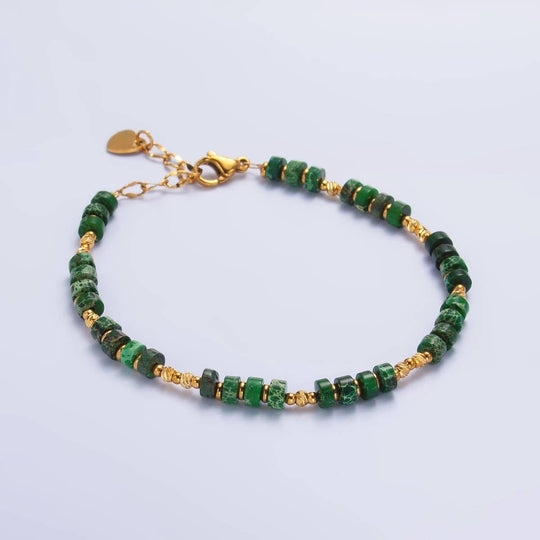 Malachite & Brass Beaded Bracelet