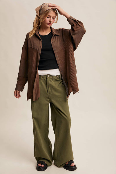 Wide-Leg Colored Denim Pants