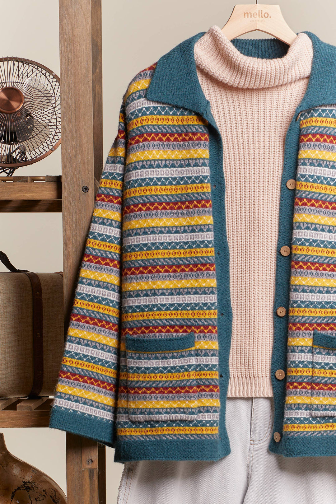 Striped Knit Cardigan With Collar