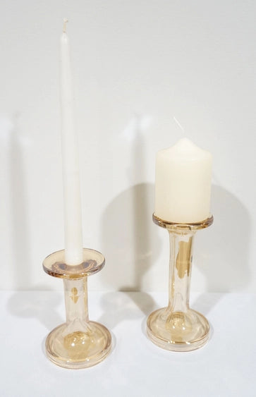 Sweet Home Deco Glass Pillar Candlestick Holders - Simple Good