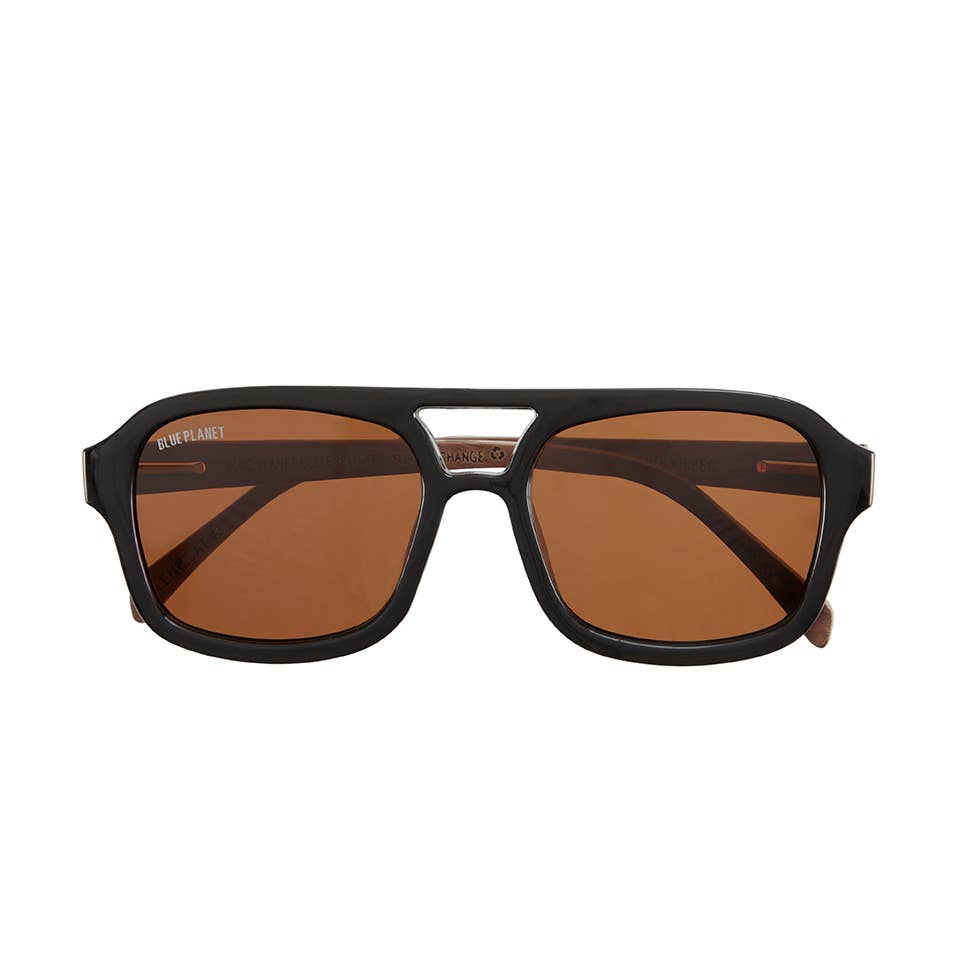 Ari Aviator Onyx/Walnut Wood / Brown Polarized
