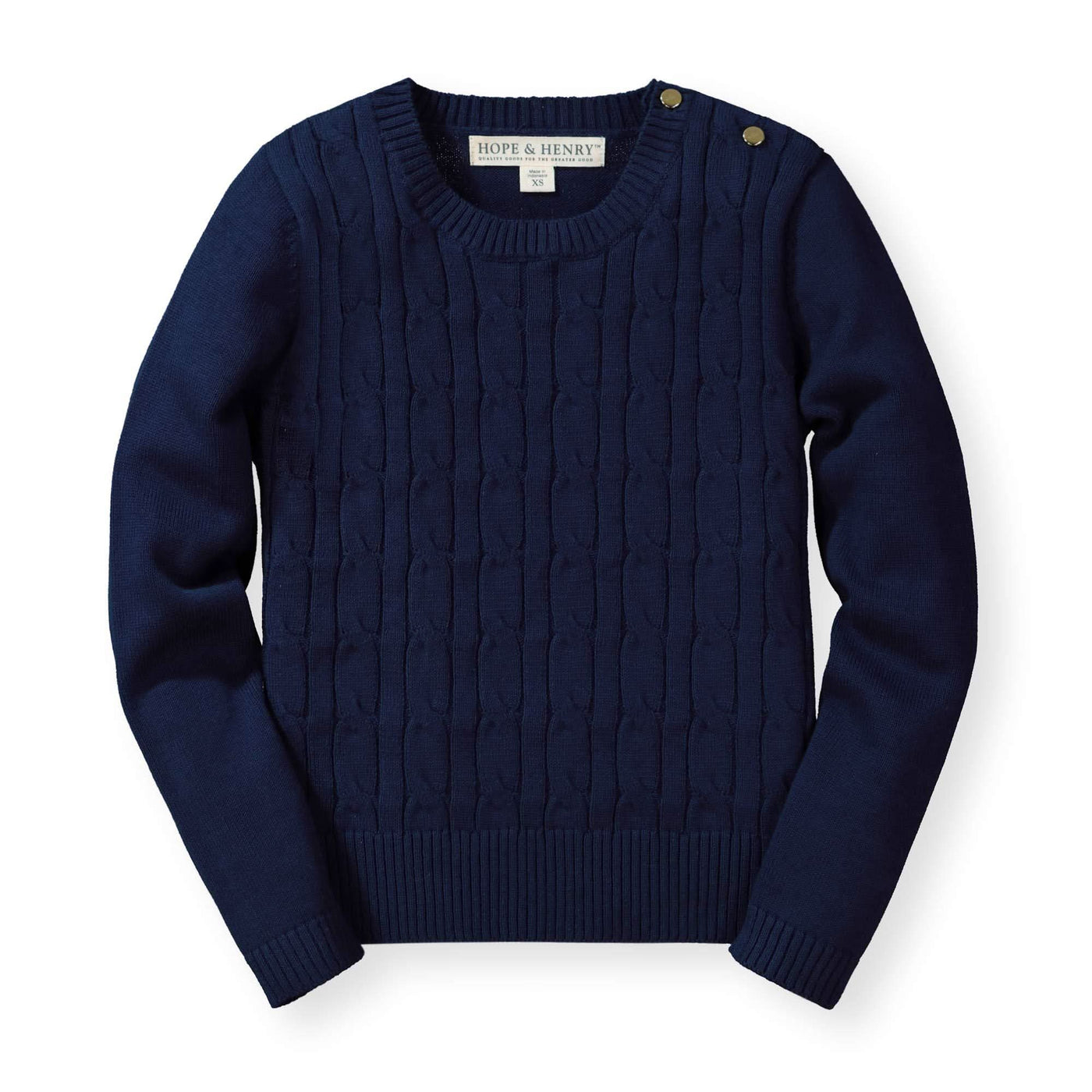 Navy Cable Front Sweater