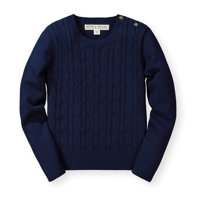 Navy Cable Front Sweater