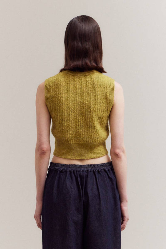 Fitted Sleeveless Button Up Sweater Top