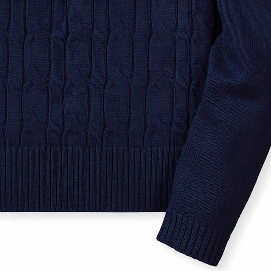 Navy Cable Front Sweater