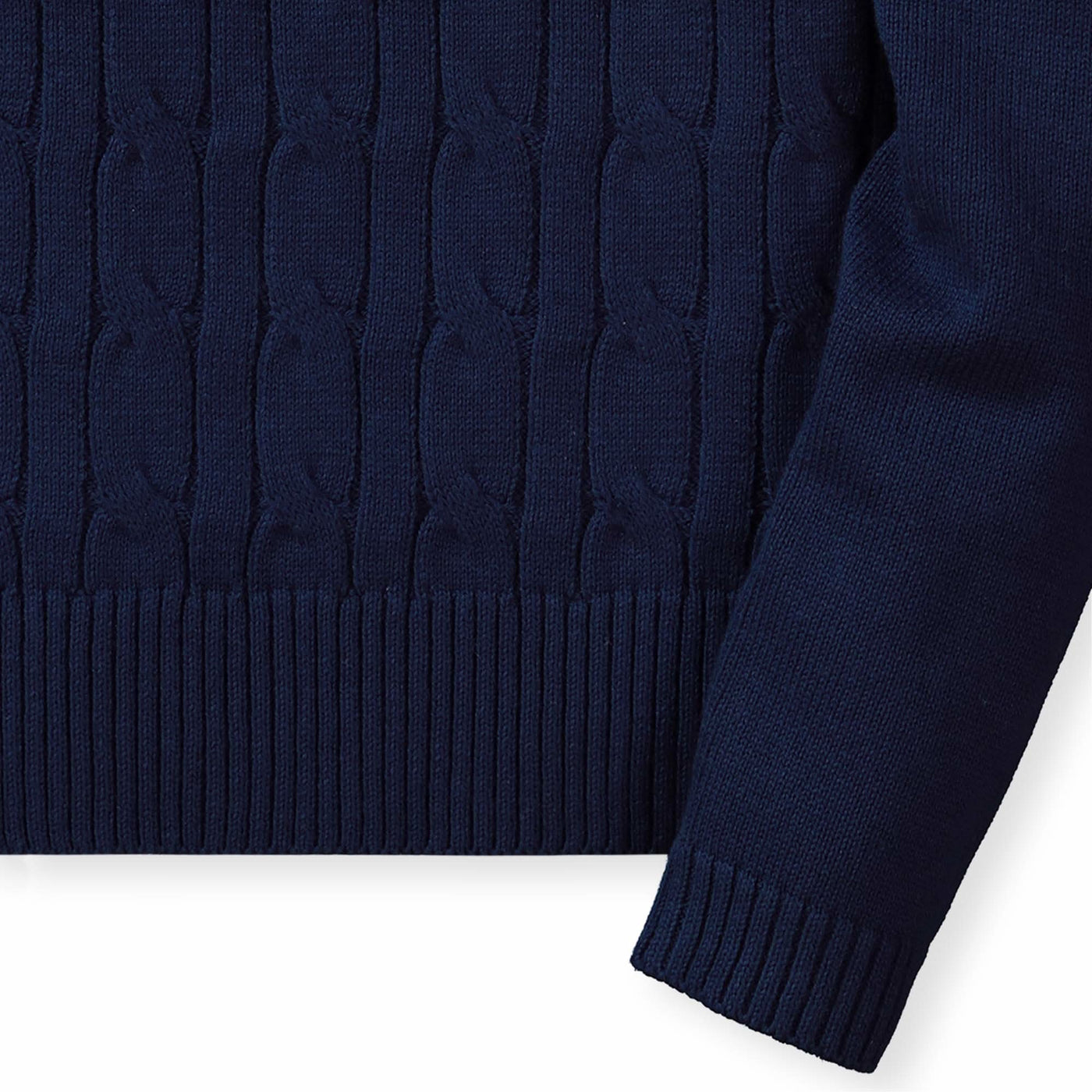 Navy Cable Front Sweater