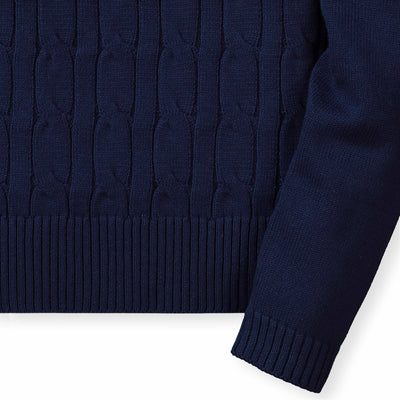 Navy Cable Front Sweater