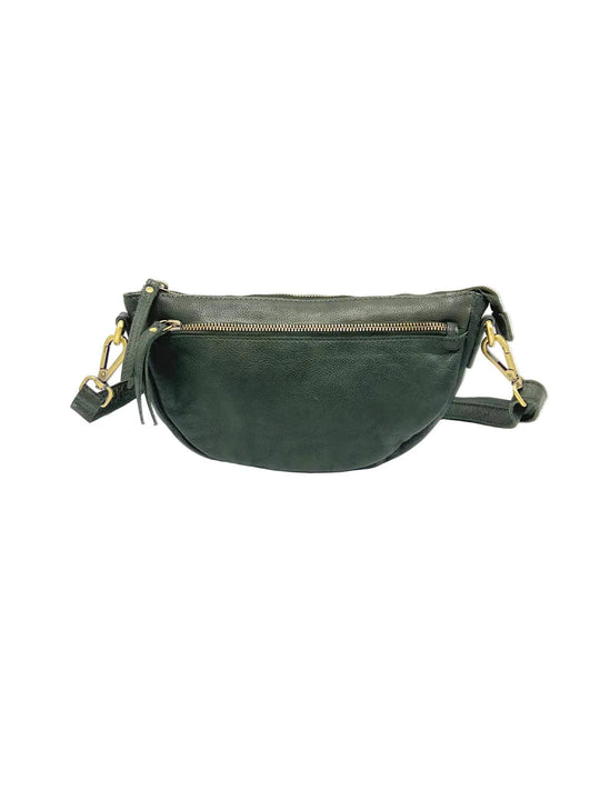Small Genuine Leather Green Crossbody Bag